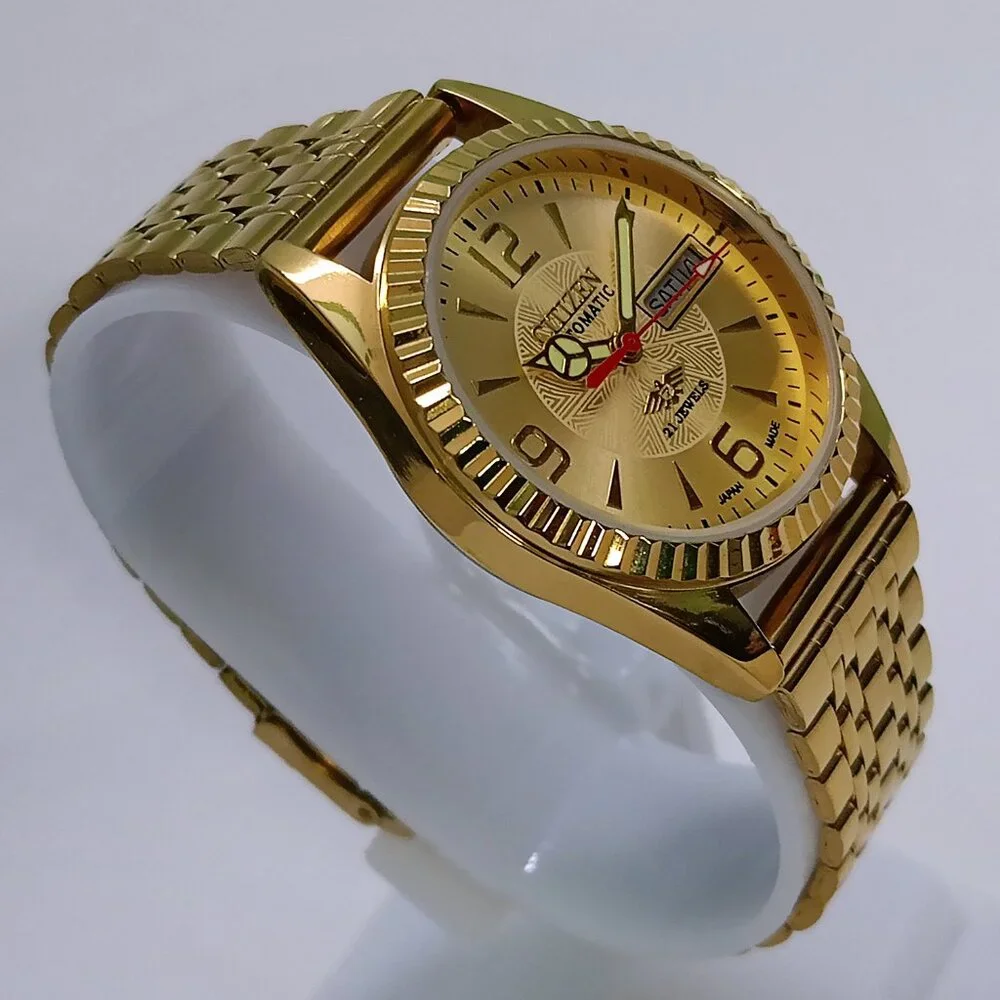 Vintage CITIZEN Automatic 21-J Day & Date Japanese Men's Black Dial Wristwatch - Picture 3 of 6